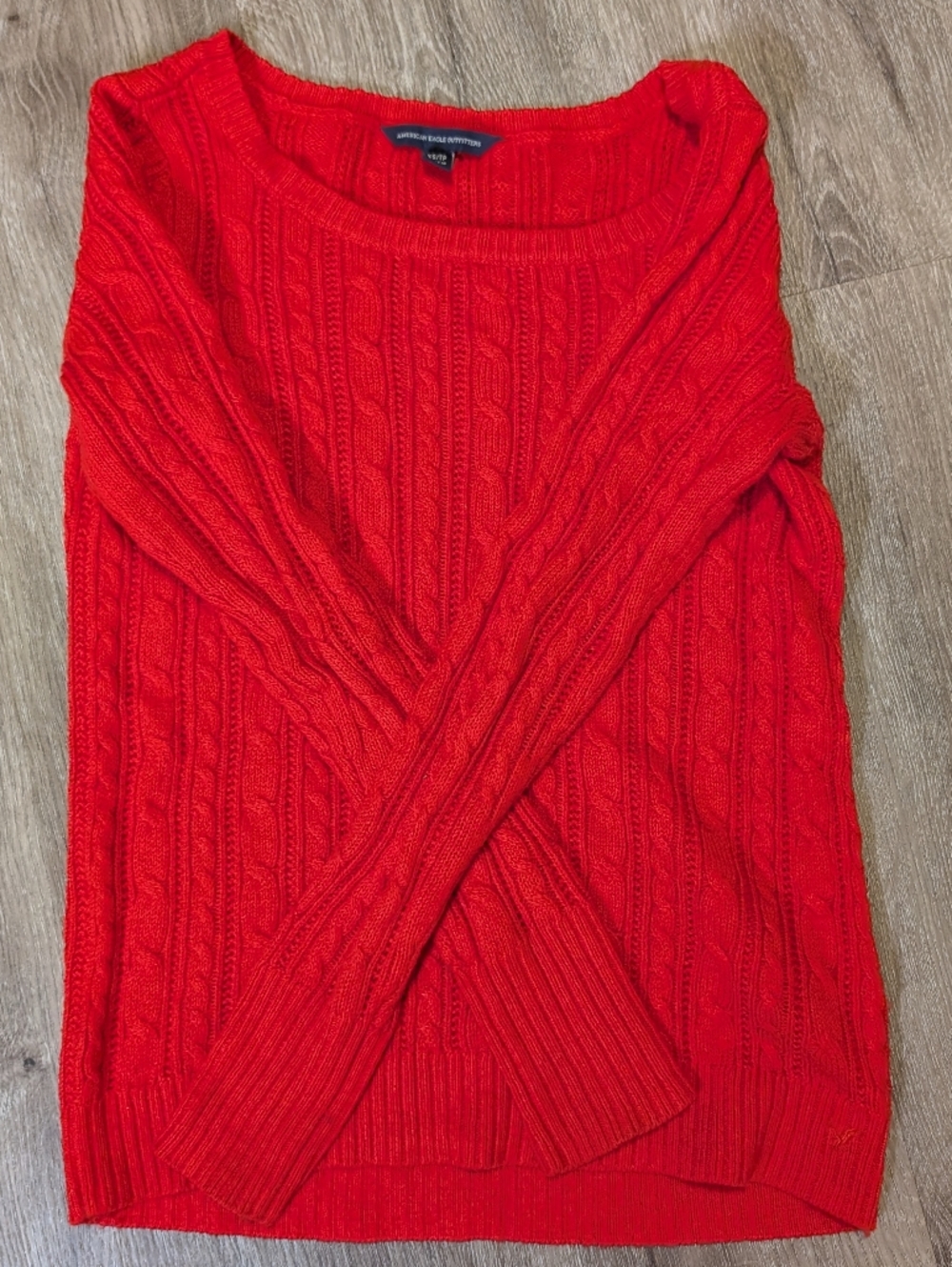 American Eagle Red Cable Knit Pullover